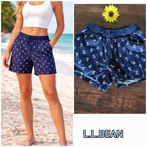 L.L. Bean Blue Casual Shorts with Elastic Waistband